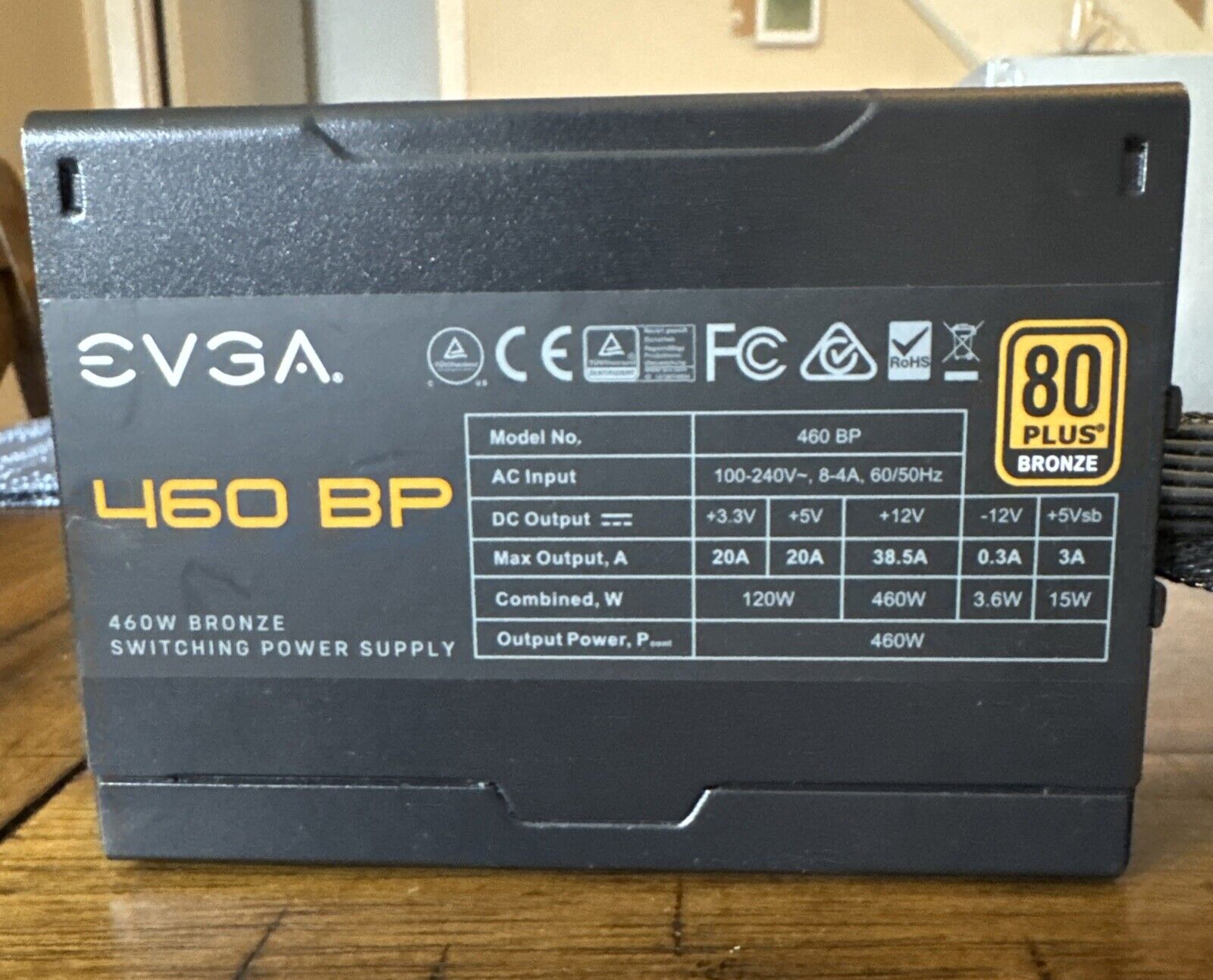 EVGA 460 BP 80+ Bronze Power Supply for Computer 24 Pin 120mm Fan Original 460W