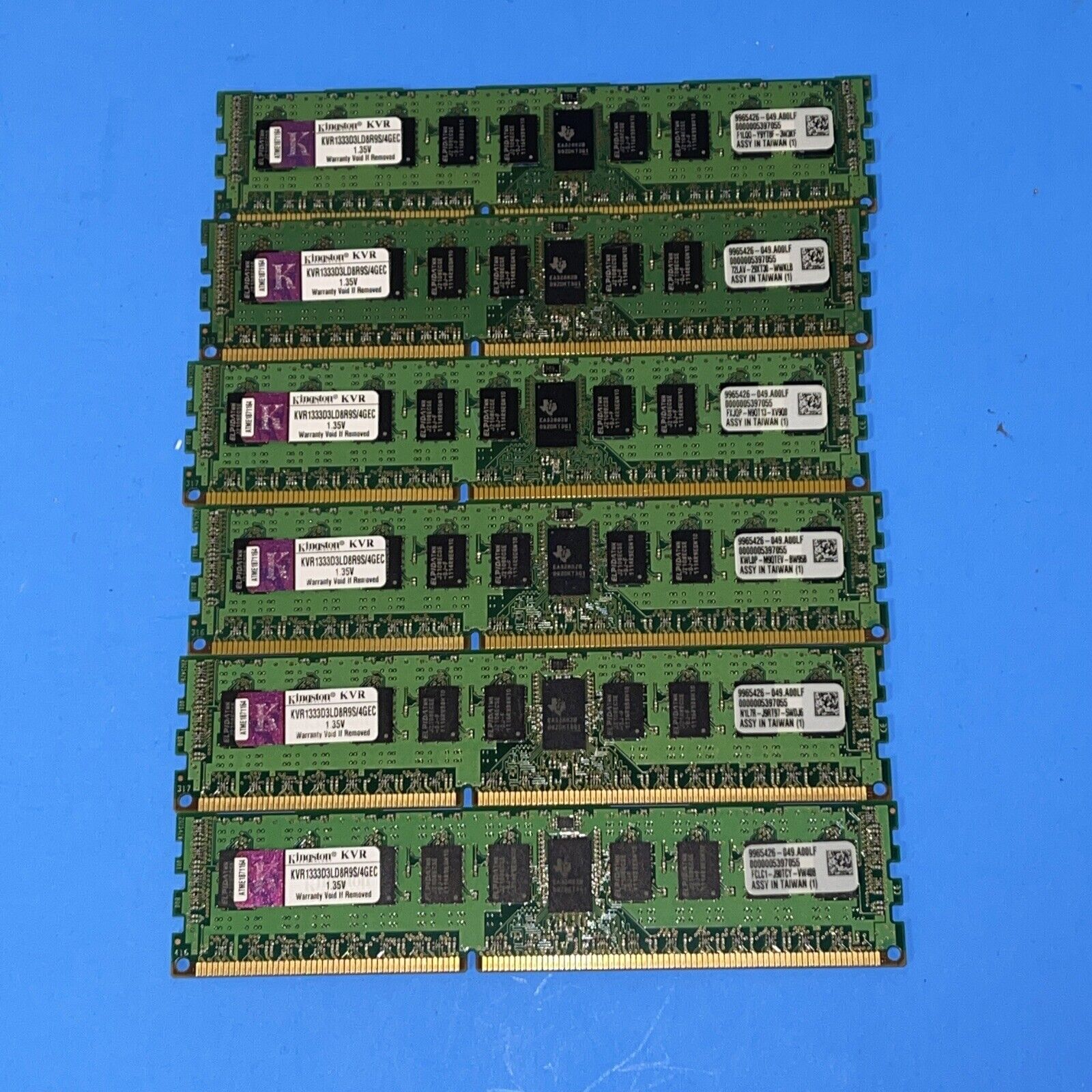 24GB (6x4GB) Kingston PC3-10600 4 GB DIMM Memory (KVR1333D3LD8R9S/4GEC)