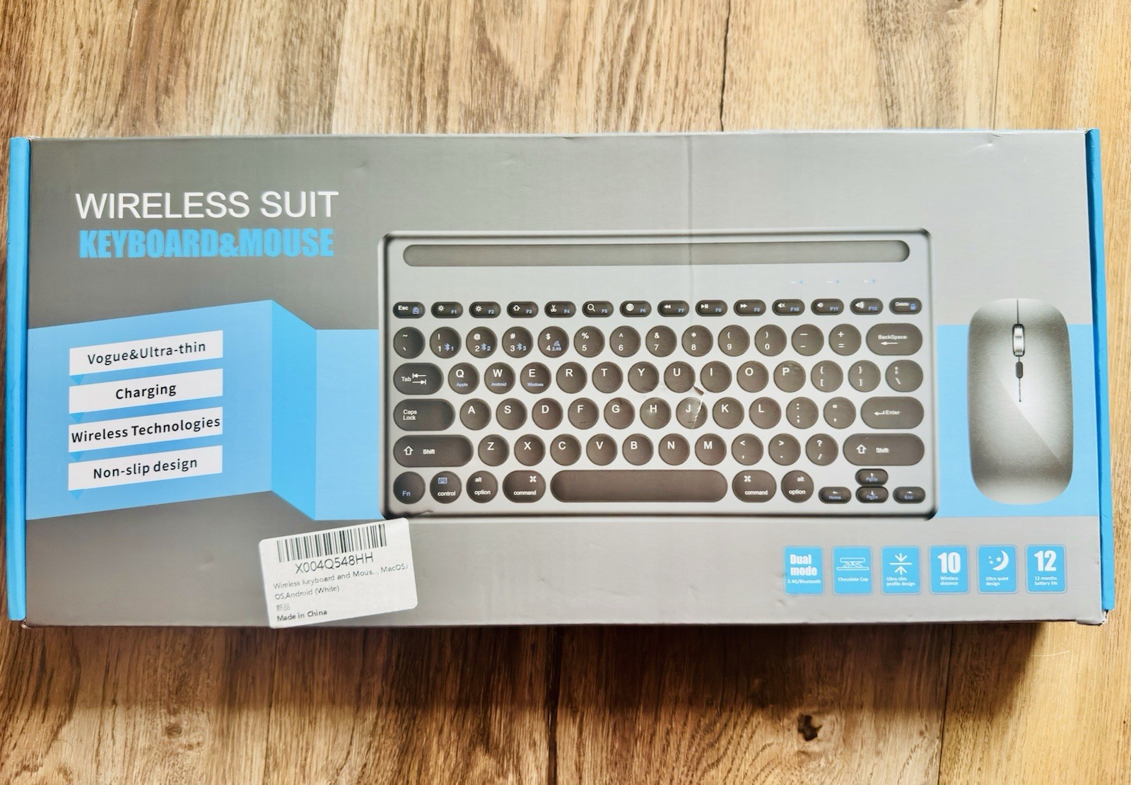 Wireless Keyboard & Mouse Combo Set White Ultra-Thin 2.4G Bluetooth Rechargeable