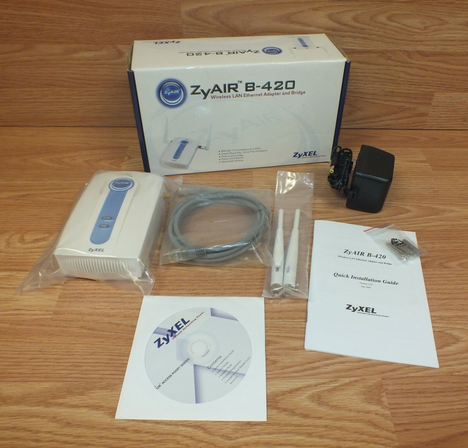ZyXel Communications ZyAir (B-420) Wireless LAN Ethernet Adapter & Bridge *NEW* 