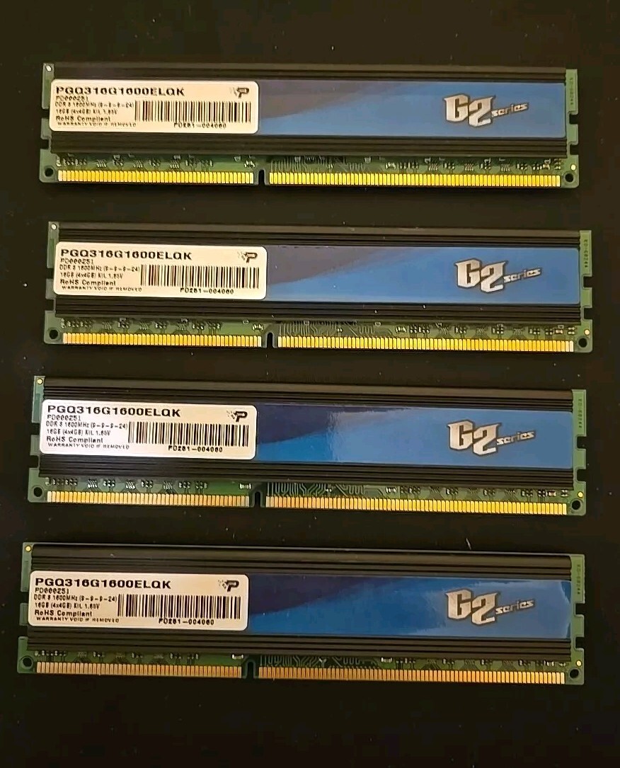 Patriot Memory G2 4GB X4 (16GB Kit) DIMM 1600 MHz DDR3 Memory (PGQ316G1600ELQK)