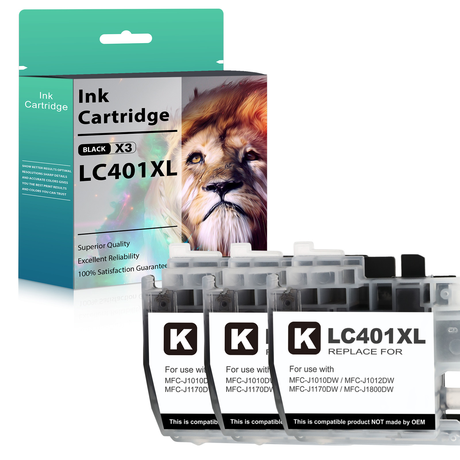 3P BLACK Print Ink fits for Brother LC401 XL MFC-J1010DW MFC-J1012DW MFC-J1170DW