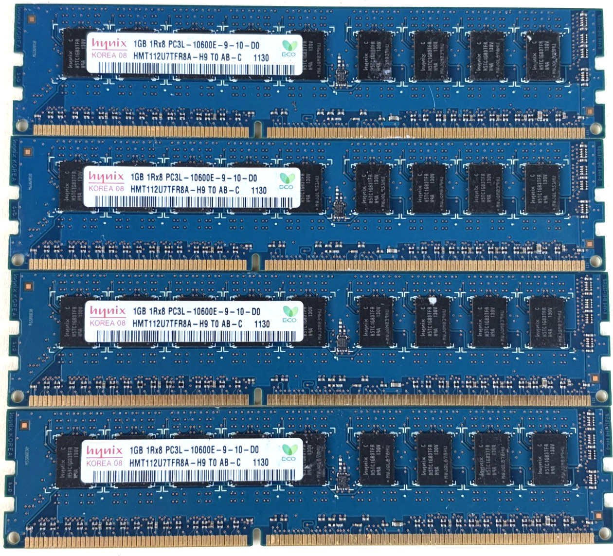 Lot of 4x 1GB DDR3-1333 ECC RDIMM Hynix HMT31GR7BFR4A Server RAM