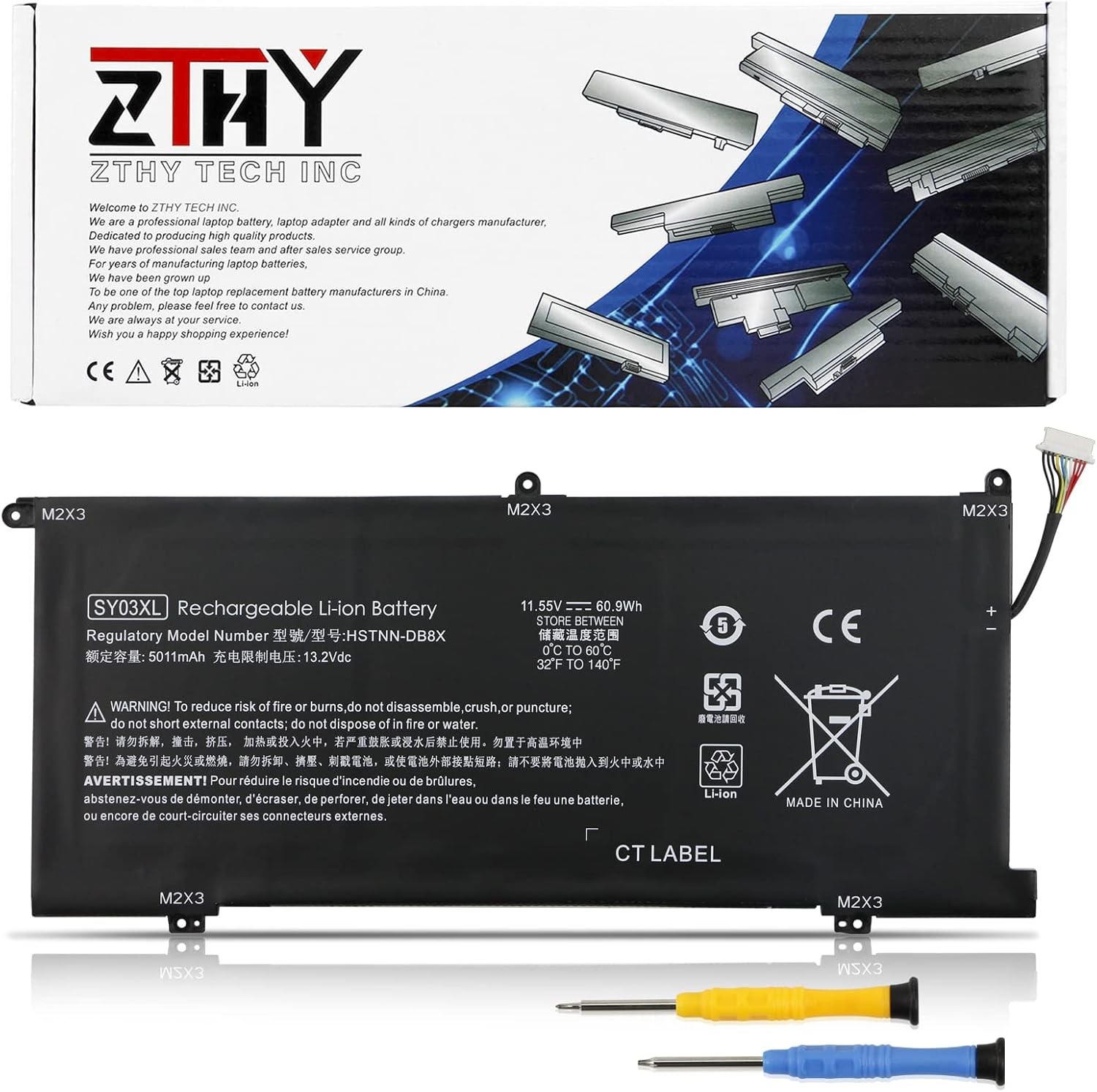 60.9Wh SY03XL Laptop Battery Replacement for HP Chromebook X360 14 G1 14 DA 14