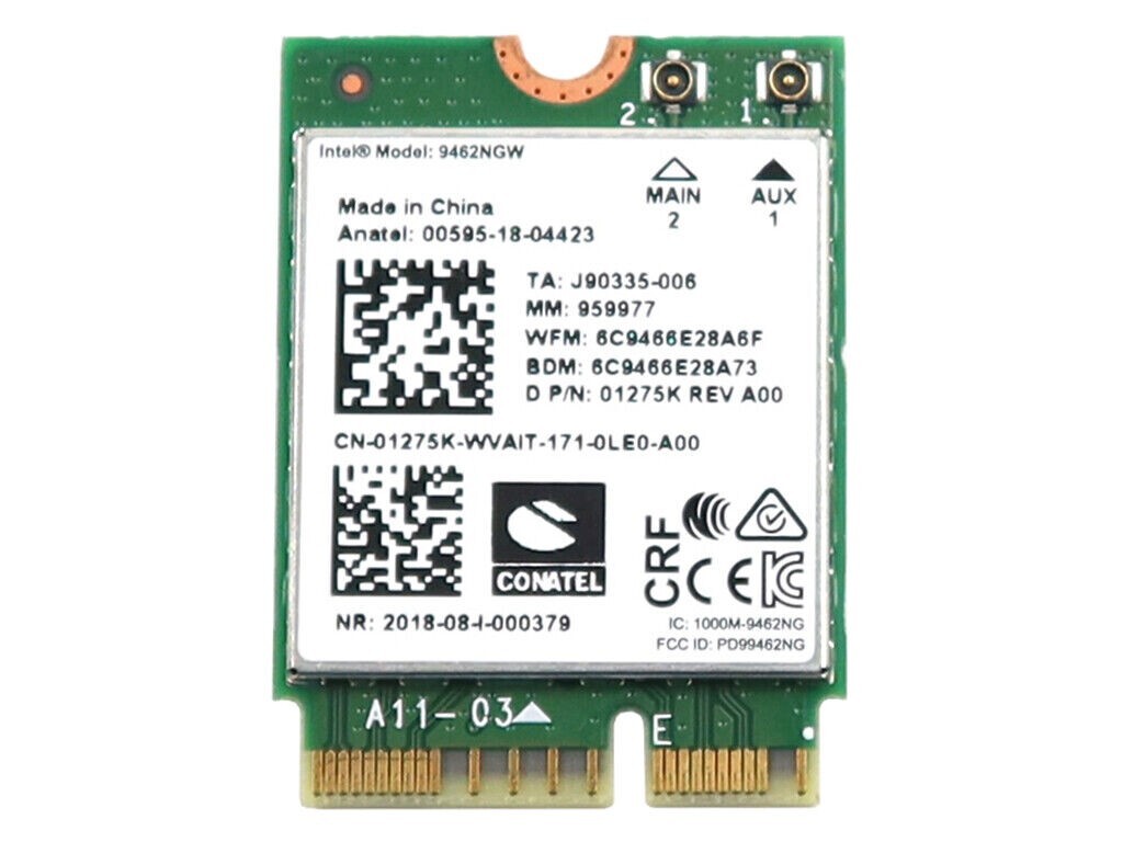 Dell Inspiron 7786 Intel 9462NGW WLAN WiFi +BT 5.0 Wireless Card REV A00 1275K