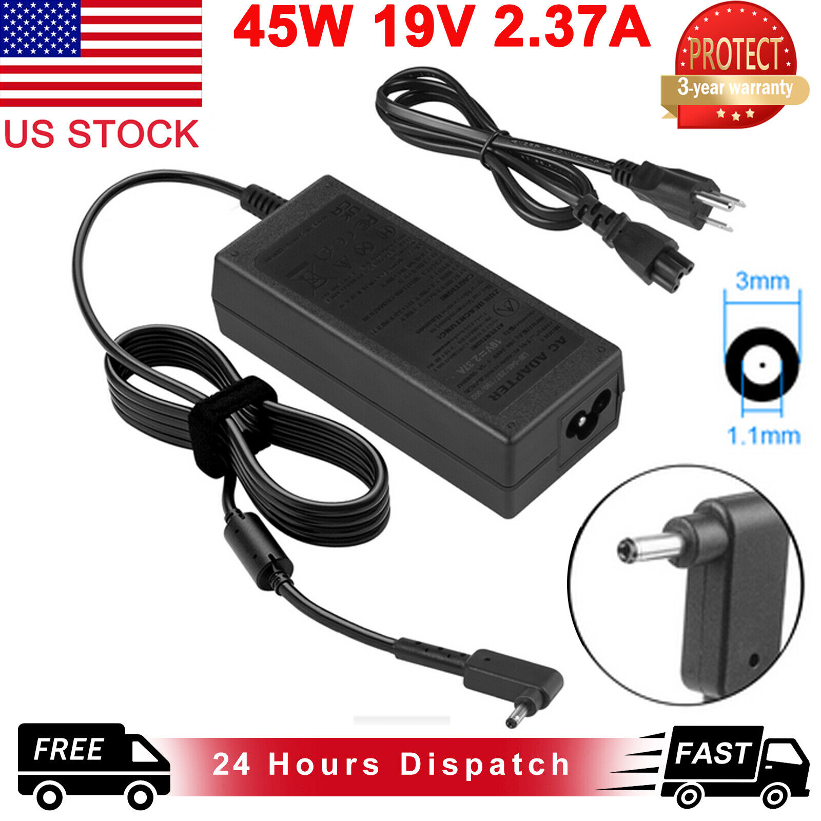 45W AC Adapter For Acer ADP-45FE F ADP-45HE D Laptop Charger Power Supply Cord
