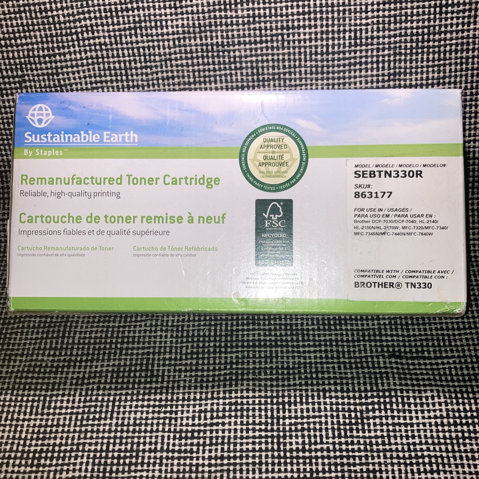 Toner Cartridge Staples Re-manufactured Black Standard Yield for Brother TN-330