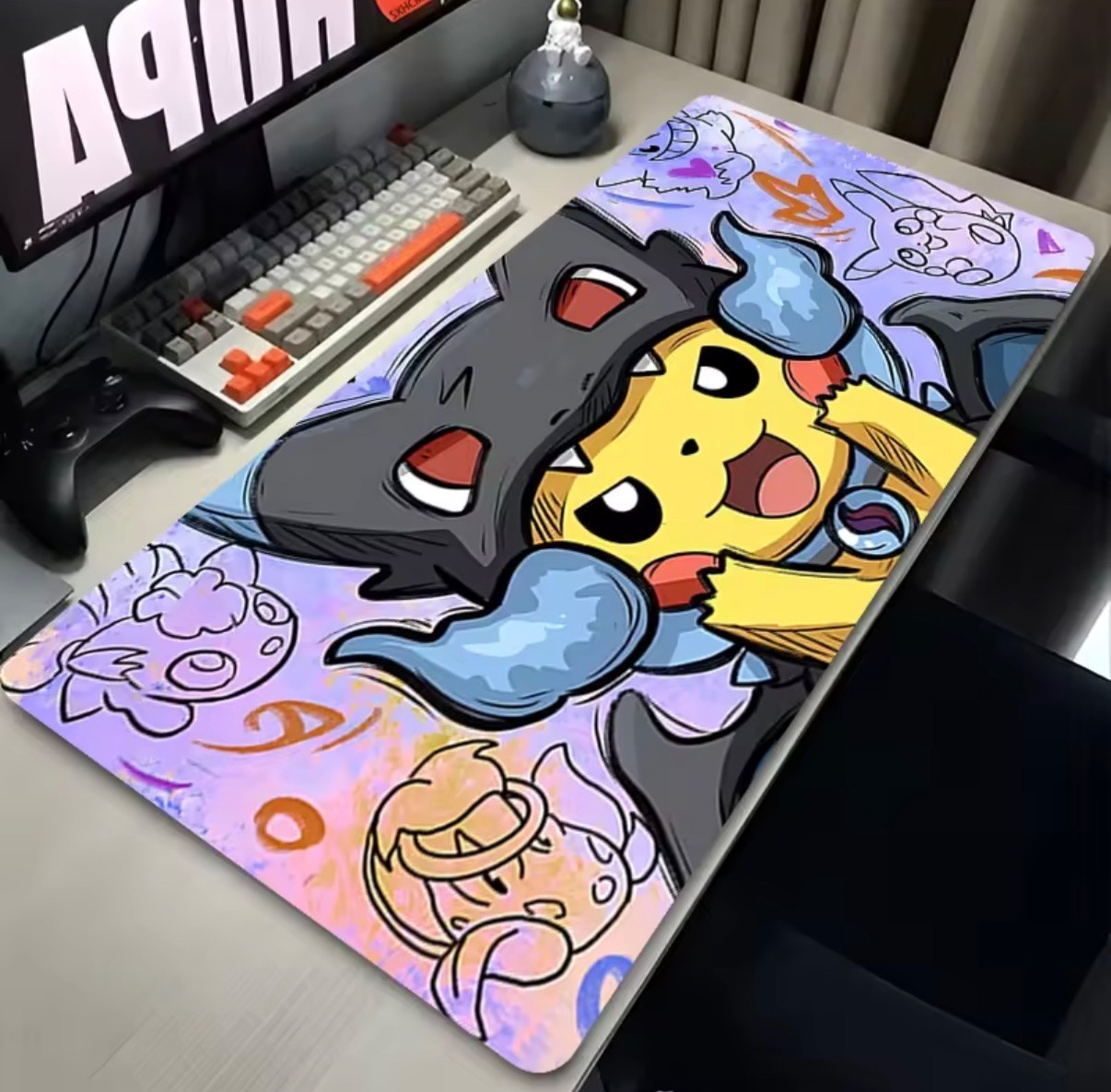 Pikachu Gengar PC Mouse Pad | Pokemon Gaming + Computer Desk Mat | Multiple Size