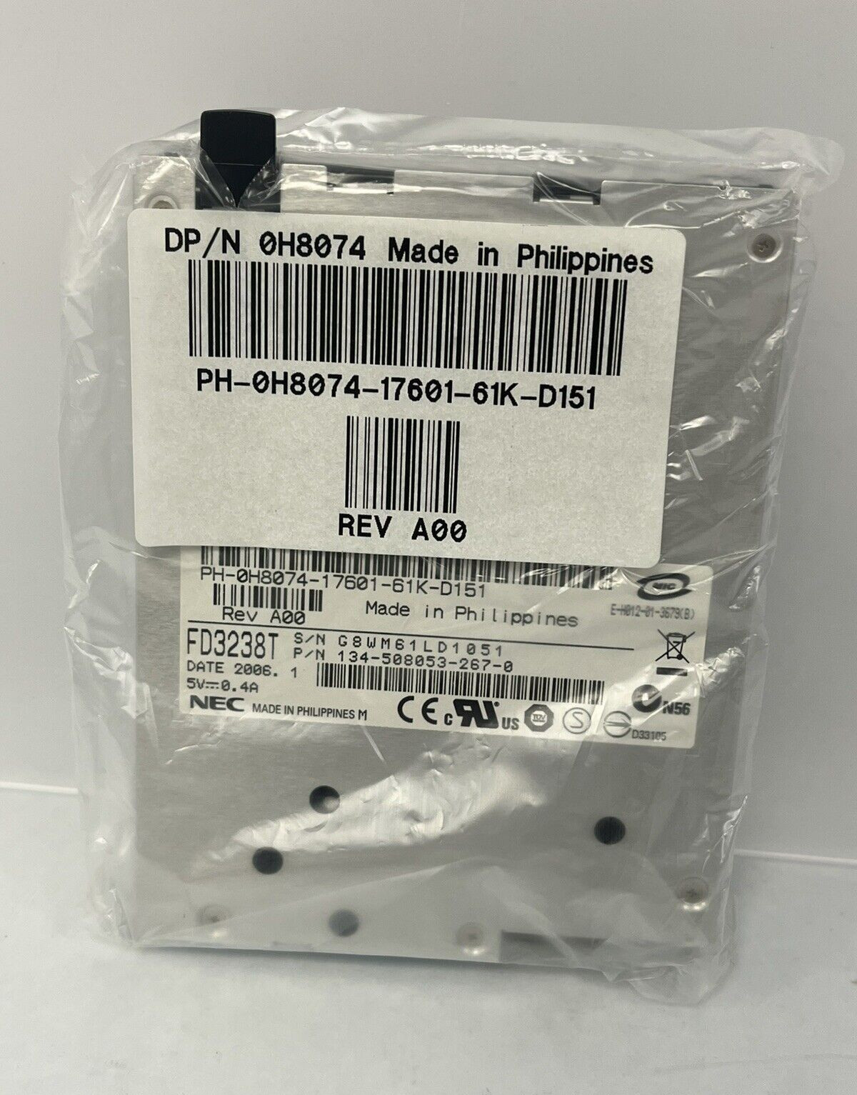 NEC FD3238T No Bezel Floppy Drive 134-508053-267-0 Slim Brand New