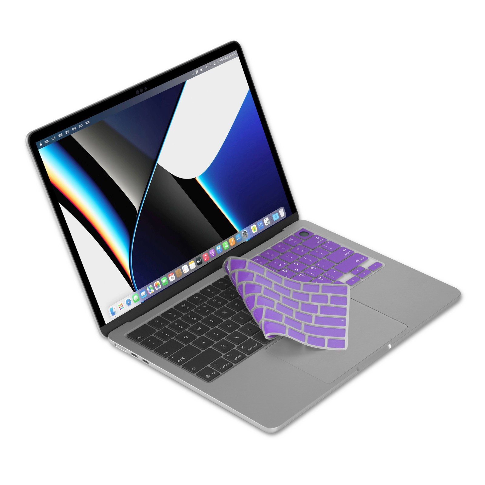 XSKN Purple Hebrew Silicone Keyboard Cover for 2022-2026 Macbook Air 13.6/15.3