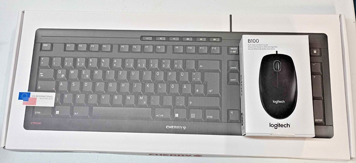 Cherry Stream Keyboard Wired USB SX Scissors Mechanism JK 8500 NEW W/Mouse