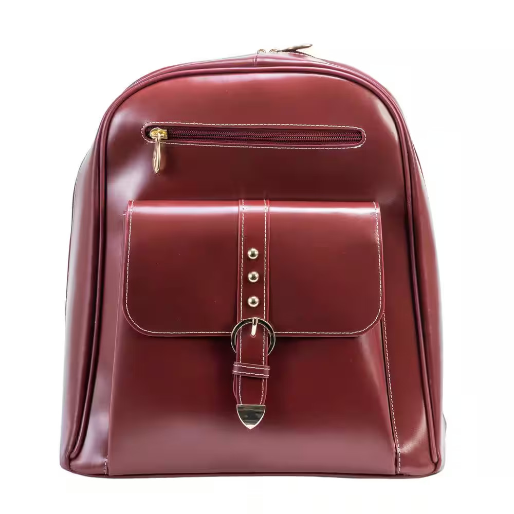 Madison, 14.5 In. Red Leather Business Laptop Tablet Backpack, 99556