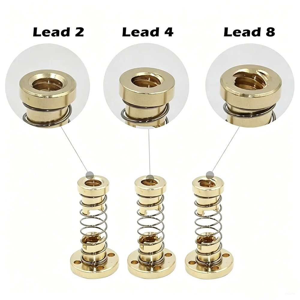 4pcs 8mm T8x(Pitch2, Lead 8, 4 start) Trapezoidal ACME Brass Anti-Backlash Nut