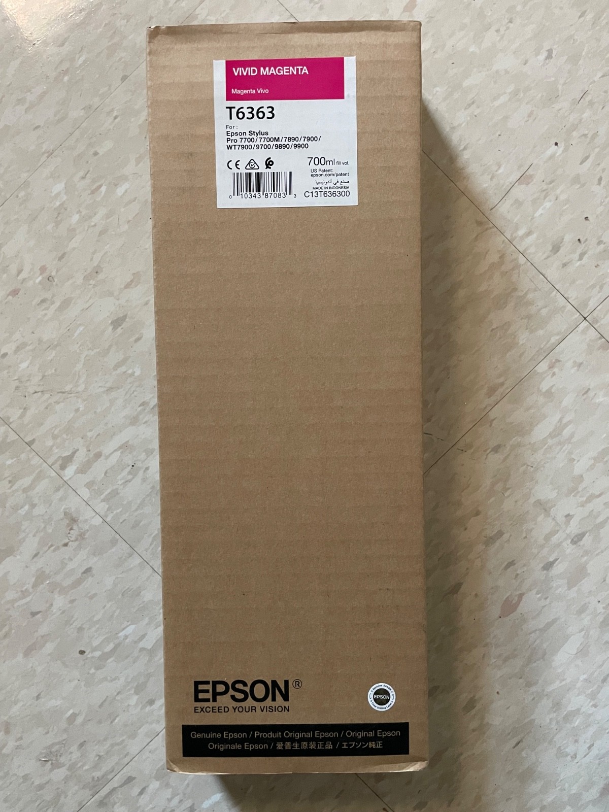 Genuine Epson T6363 Vivid Magenta Ink 700ml Stylus Pro 7890 expired