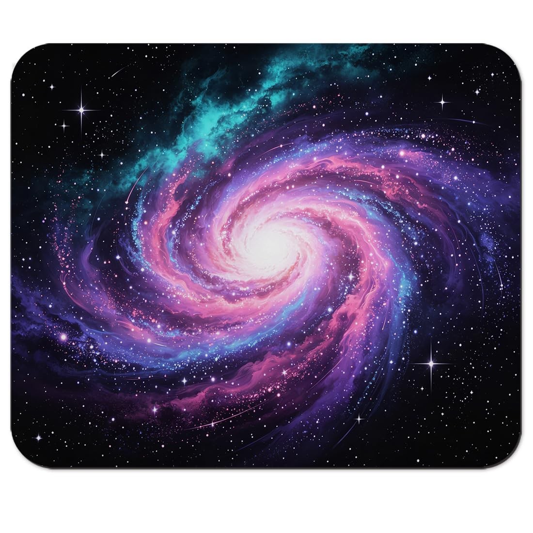 Purple Pink Spiral Galaxy Mouse Pad 9.5" x 7.9", Cosmic Nebula Starry Sky Cut...