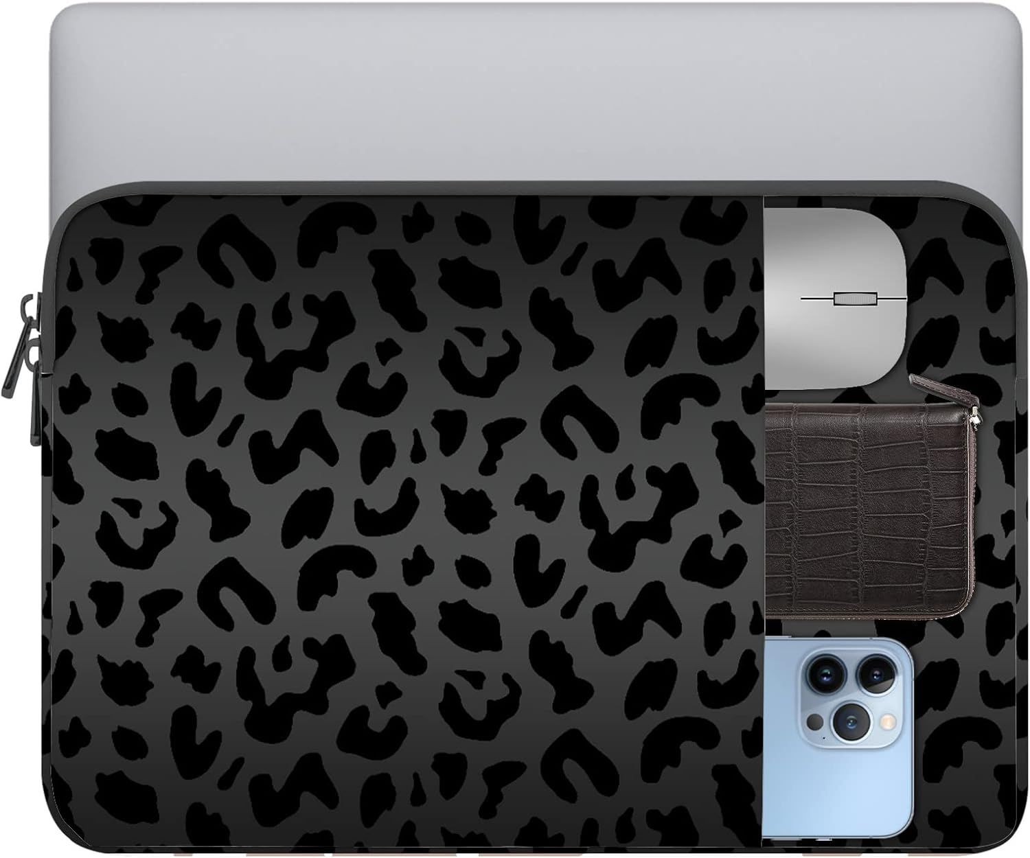 Black Leopard Cheetah Laptop Sleeve Bag 15.6-16 inch for MacBook Air 15 M2 2023