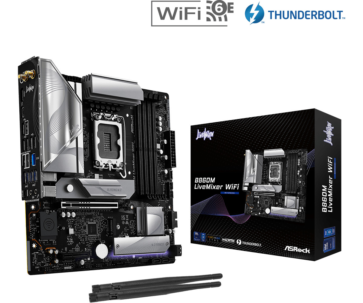 ASRock B860M LiveMixer WiFi LGA 1851 Intel B860 Core Ultra DDR5 MicroATX [NEW]