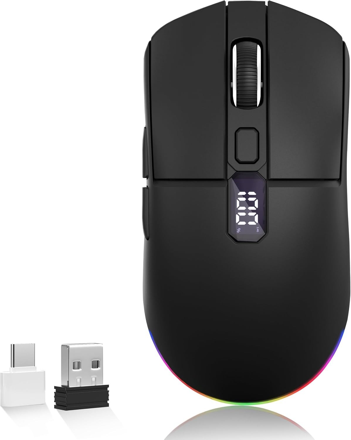 Rechargeable LED Wireless Mouse Tri-Mode Bluetooth 5.0/5.1 2.4G 2400 DPI Laptop
