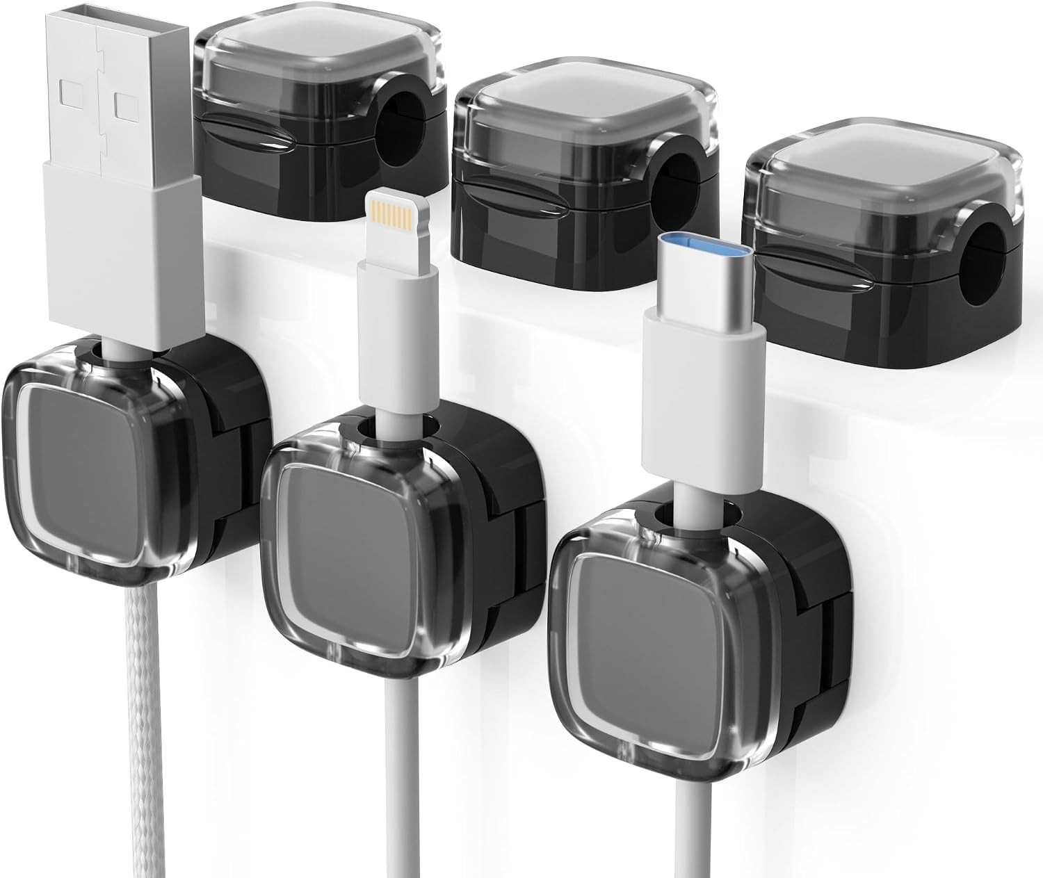 6 Pack Magnetic Cord Organizer & Cable Clips - Adjustable under Desk Cable