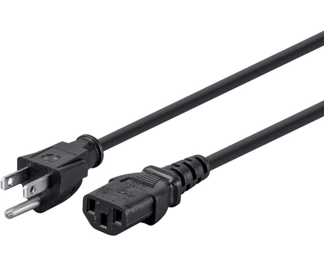 3ft 16AWG Power Cord Cable w/ 3 Conductor PC Power Connector Socket (C13/5-15P) 