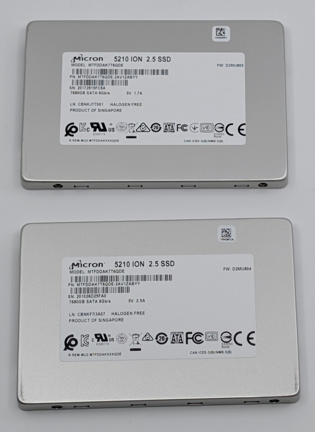 Micron 5210 Ion 7.68TB 2.5" SATA QLC Enterprise SSD MTFDDAK7T6QDE