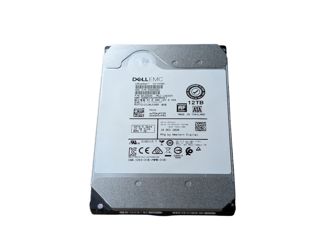 Dell 12TB T2YHT 7.2K 6Gb/s SATA 3.5" Hard Drive HUH721212ALE600