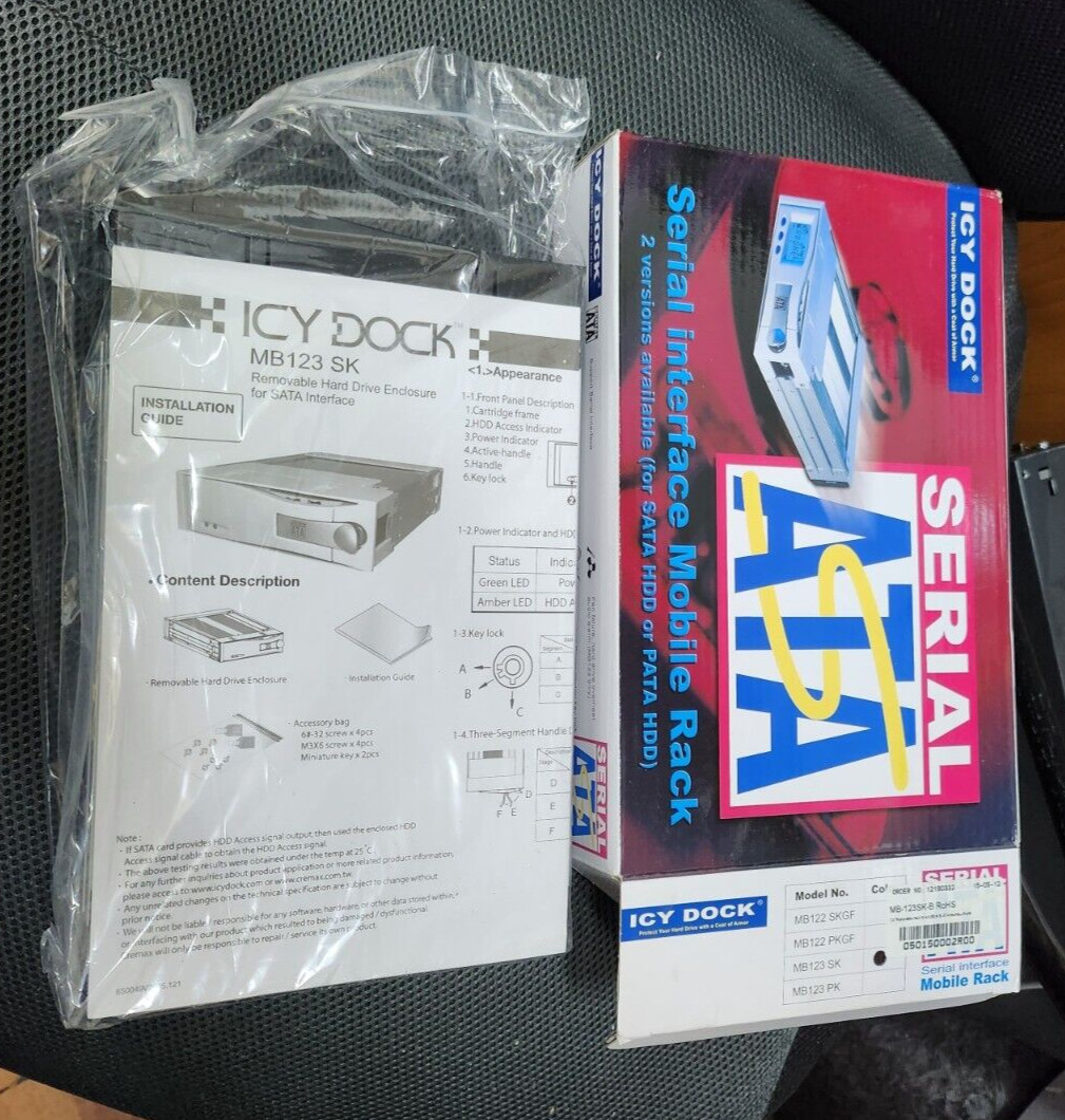 ICY DOCK MB123SK-B 5.25" Internal Black SATA Mobile Rack - NEW in Box