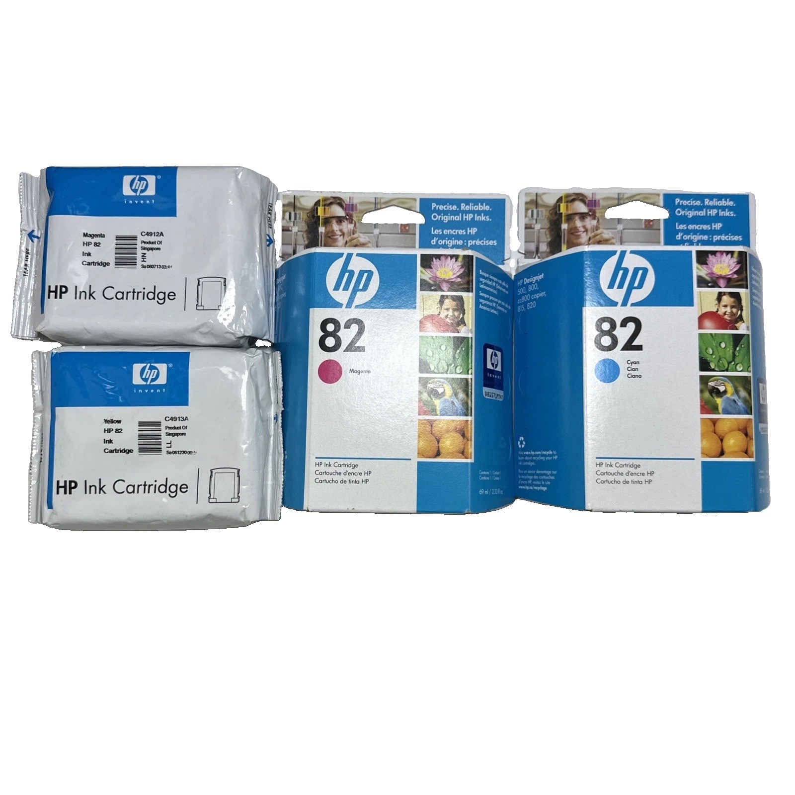 GENUINE LOT HP 82 ink CARTRIDGE C4913A  C4912A C4911A design jet yellow cyan