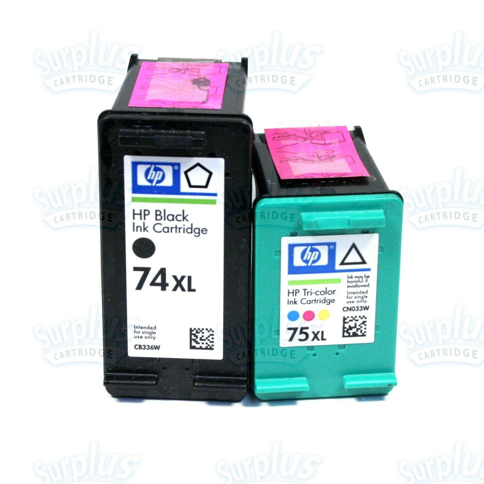 2pk Genuine HP 74XL & 75XL BK/C J5730 J5740 C4210 C4410 D5360 D5315 C5280 D4260