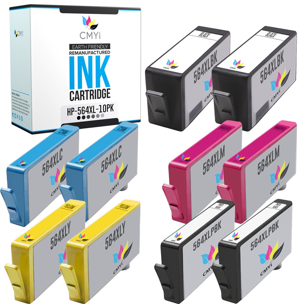 CMYi 10-Pack Compatible HP Printer Ink 564XL for PhotoSmart C309c C309g C410a 
