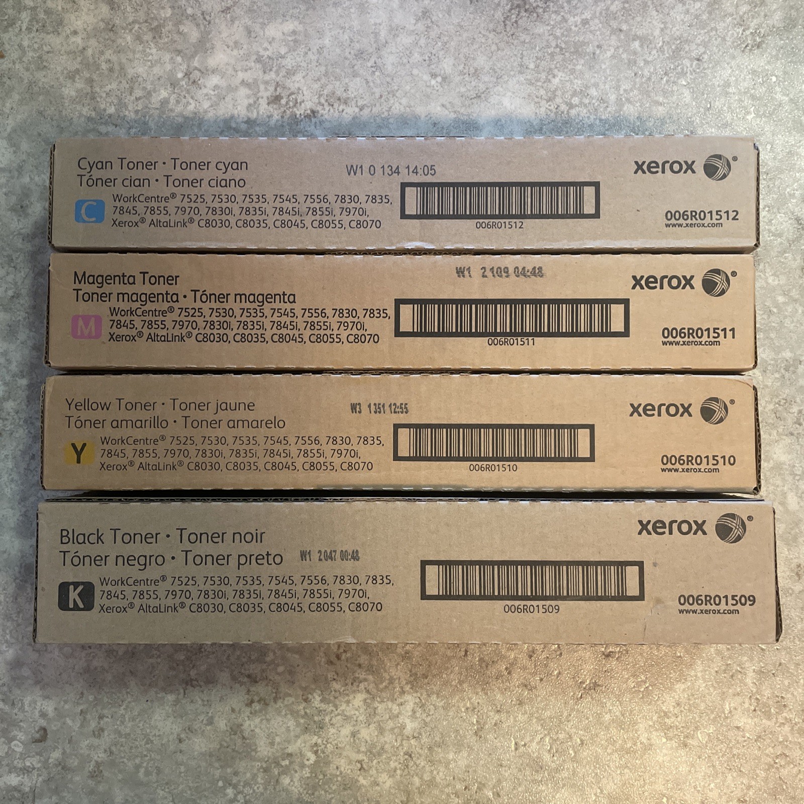 Genuine Xerox Toner Cartridge Set - 006R01509 006R01510 006R01511 006R01512 NEW