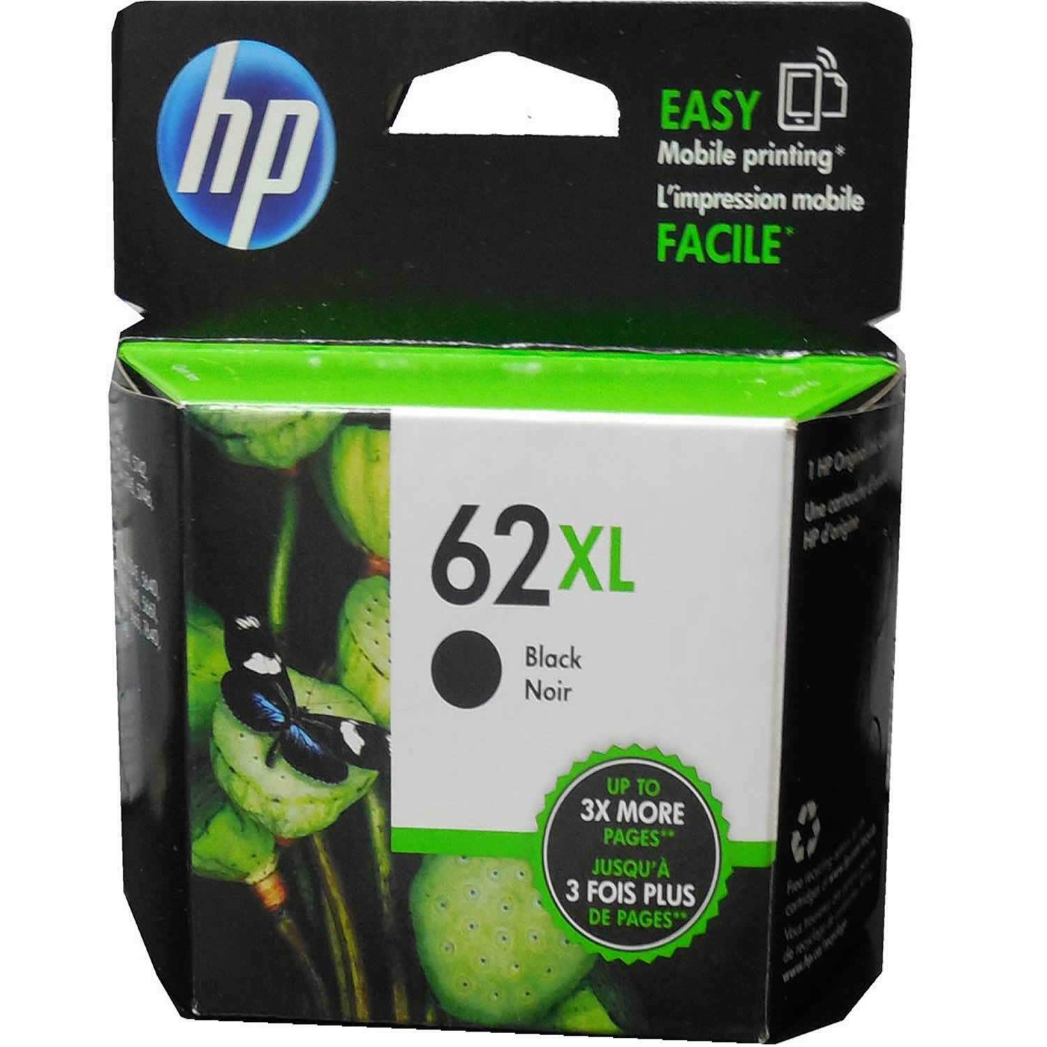 New HP 62XL High Yield Black Ink Cartridge C2P05AN Sealed Box Exp Date June 2027