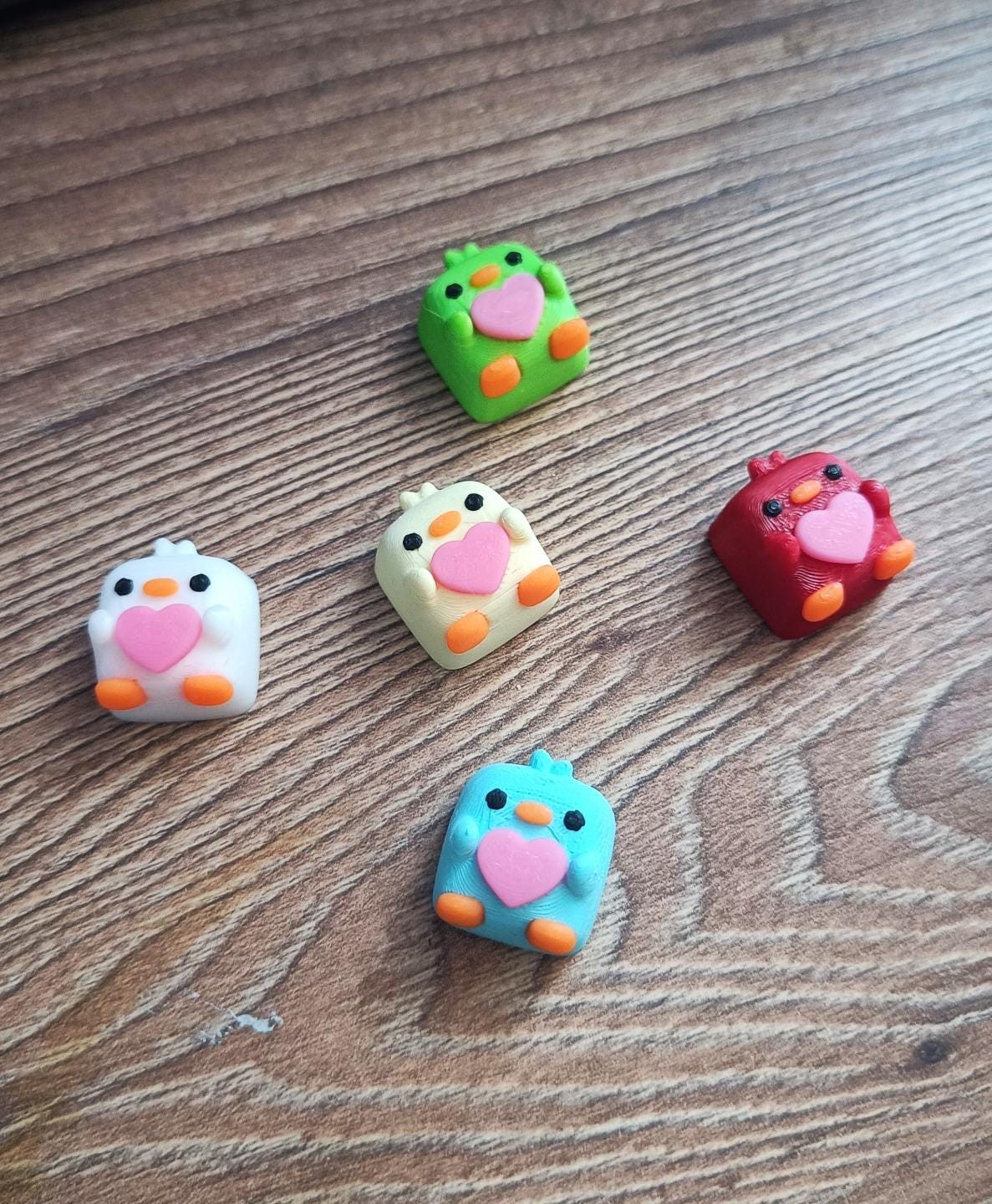 Cute Chick Keycap Set, Heart Chicken Artisan Keycaps for Mechanical Keyboard, Va