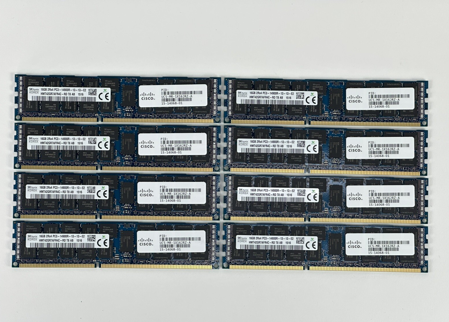 Lot of 8x Cisco 16GB 2Rx4 PC3-14900R ECC DDR3 RAM Memory UCS-MR-1X162RZ-A 128GB