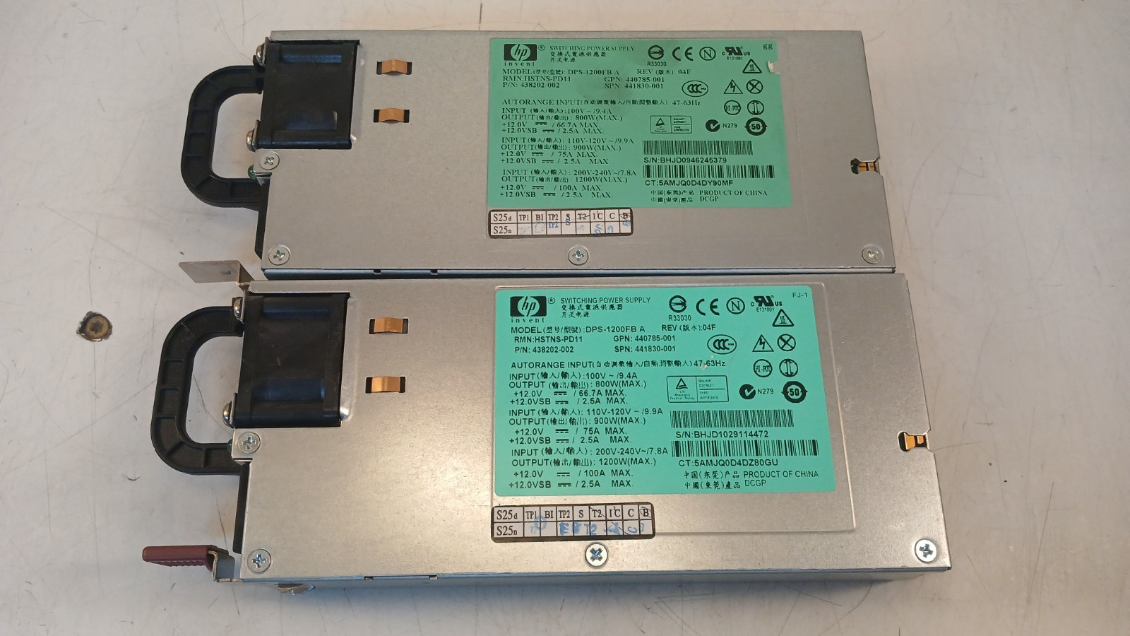 Lot of 2 HP DPS-1200FB A 1200W Power Supplies 