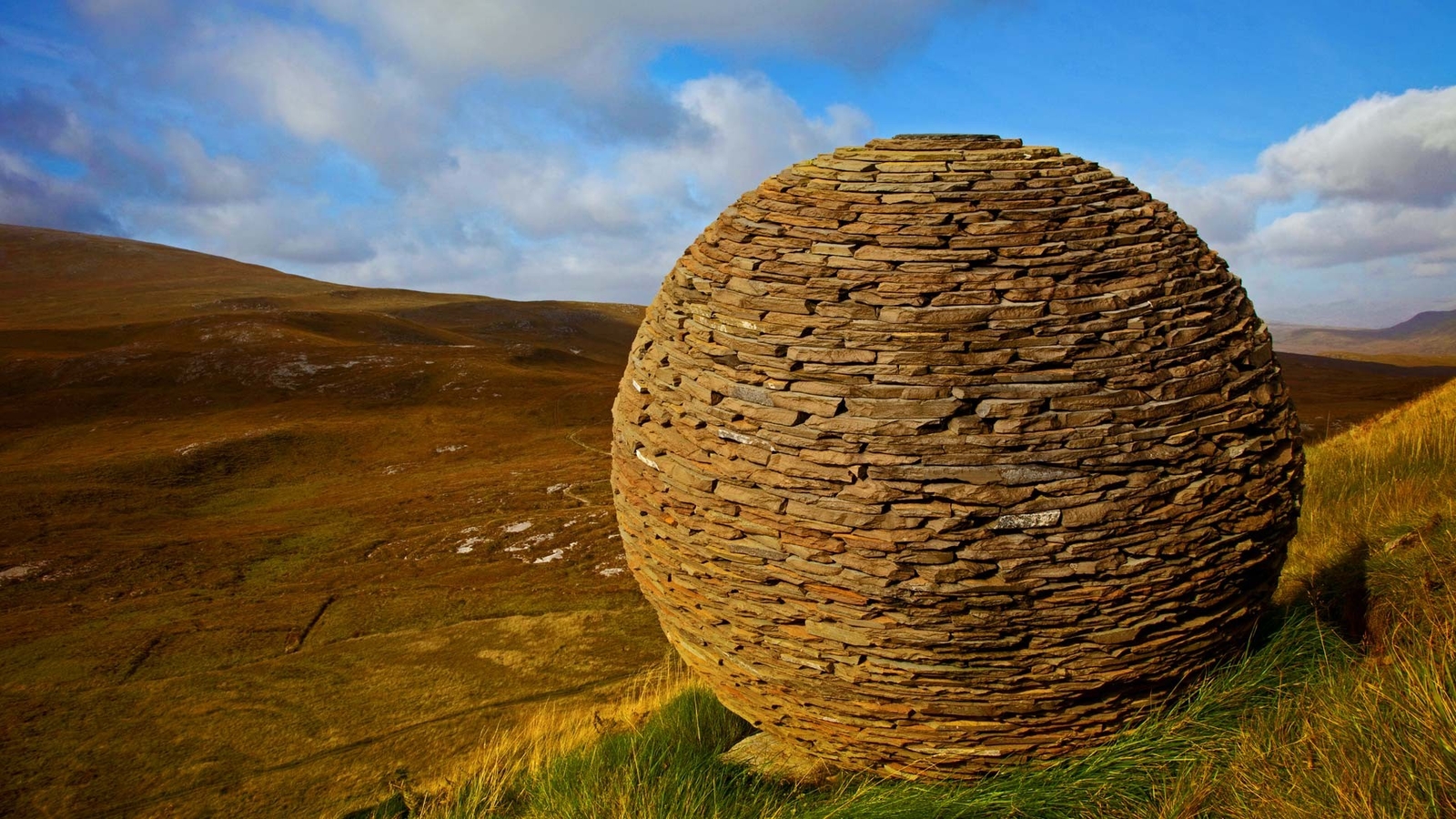Landscape nature hills clouds scotland uk sphere bricks Custom Gaming Mat Desk
