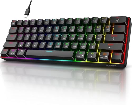 KOORUI Gaming Keyboard 6056611 26 RGB Backlit Blue Switch MK061 - BLACK