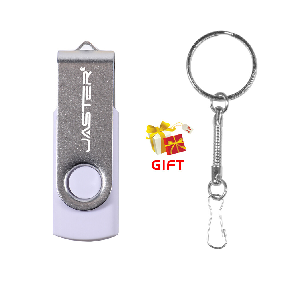 128GB 64GB 32GB USB2.0 Flash Drive Free Custom Logo Metal Swivel Keychain Case