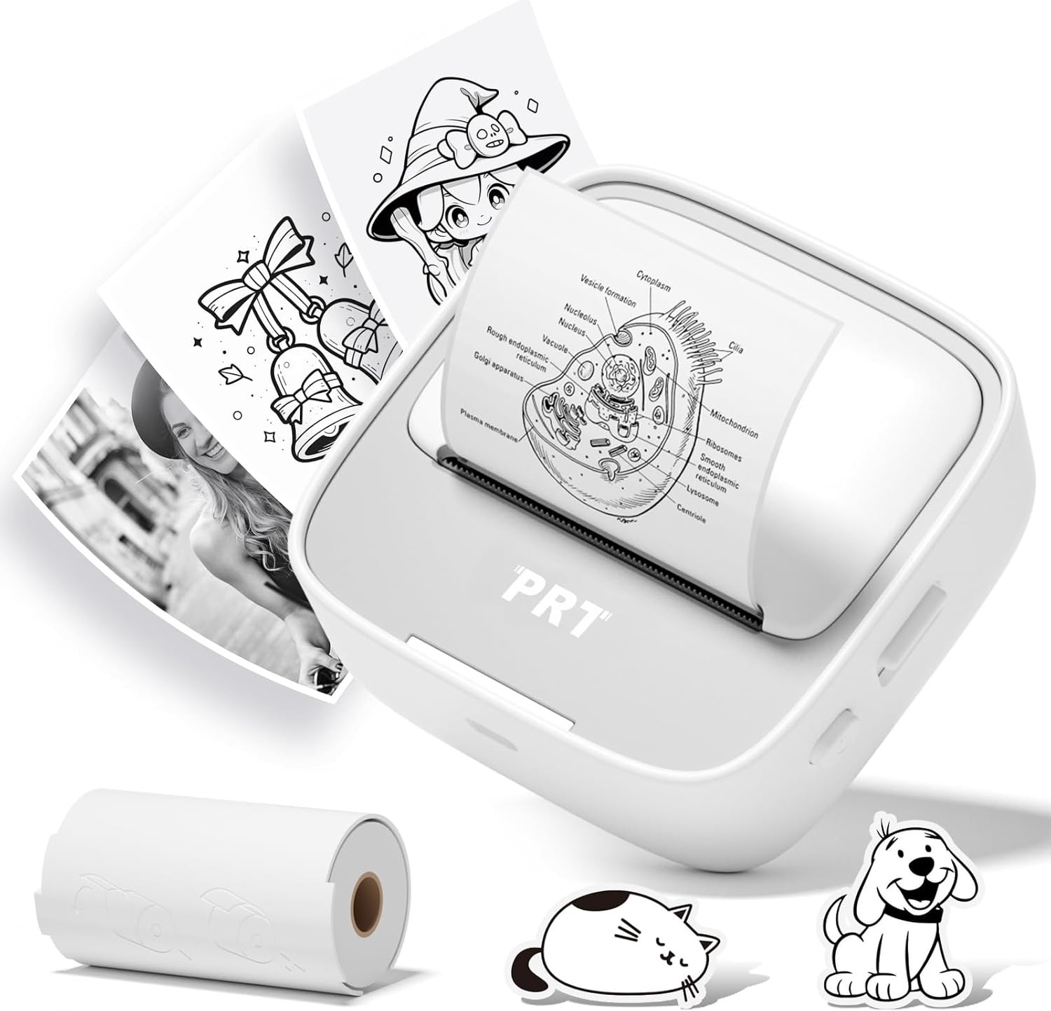PRT Mini Sticker Printer, Portable Bluetooth Thermal Label Maker with Paper Roll