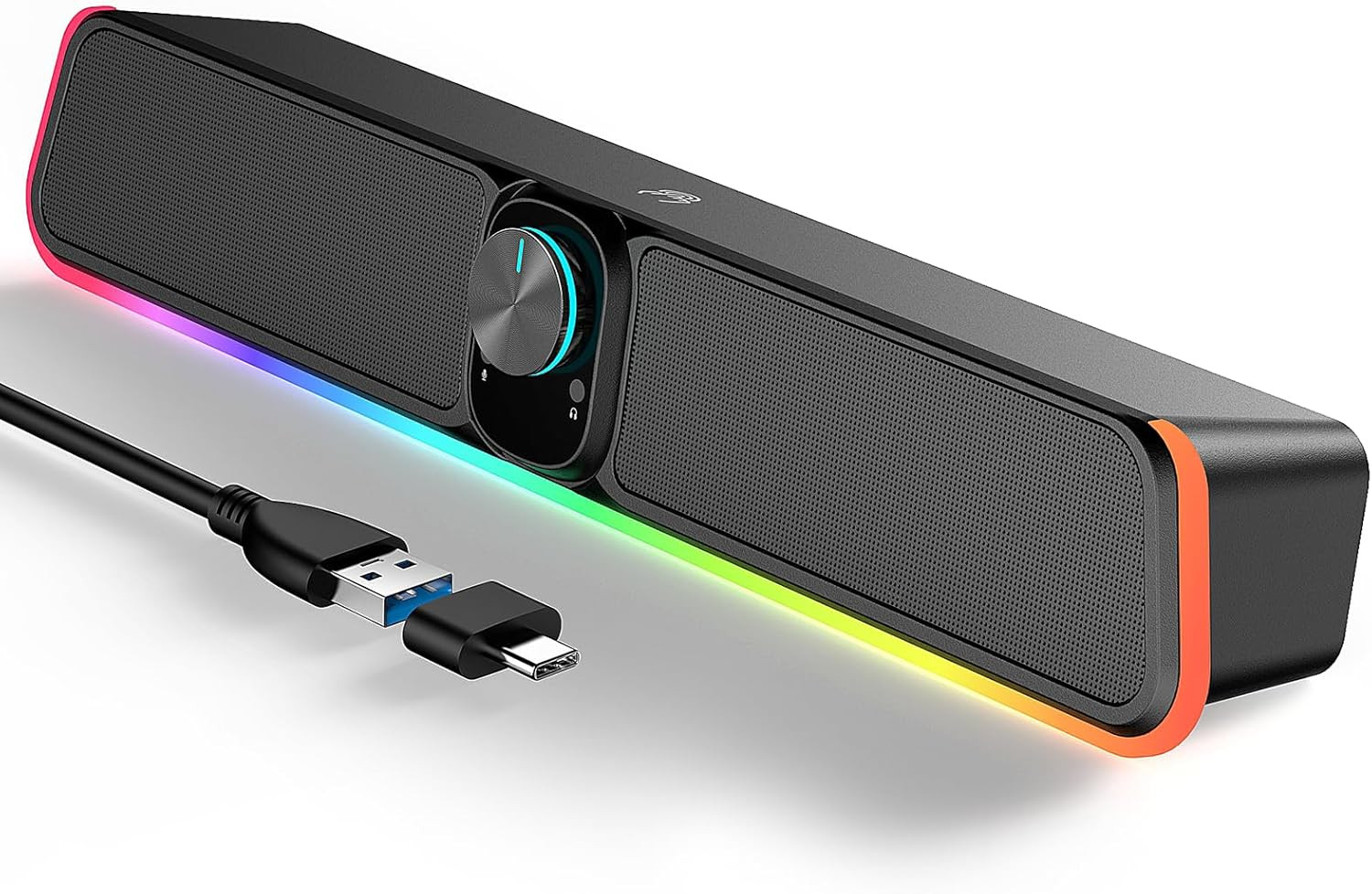 Computer Speakers - Wired USB Powered Bluetooth Computer Sound Bar with RGB & Vo