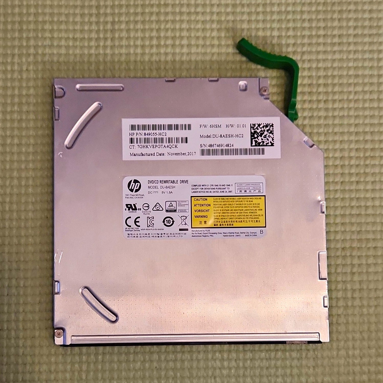 HP DU-8AESH-HC2 Internal Laptop DVD-RAM/DVD-ROM SATA I 8x Silver