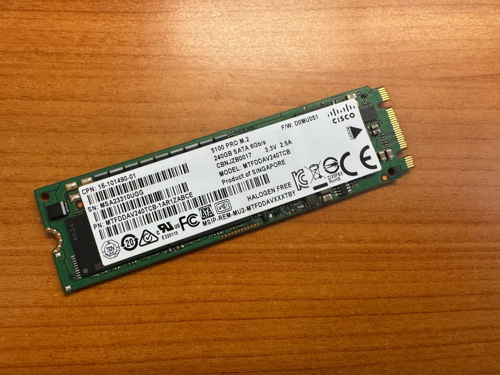 Micron 5100 PRO 240GB M.2 2280 SATA 6Gb/s Solid State Drive MTFDDAV240TCB