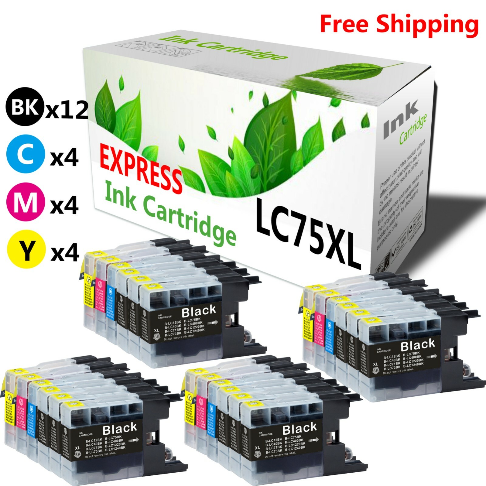 24 Pack LC75 LC-75XL Ink Cartridge for Brother MFC-J435W J825DW J835DW