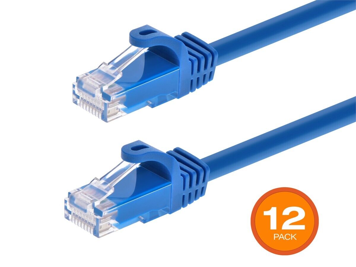 Monoprice Cat6 Ethernet Patch Cable - 3ft - Blue (12-Pack) 550MHz, UTP, 24AWG