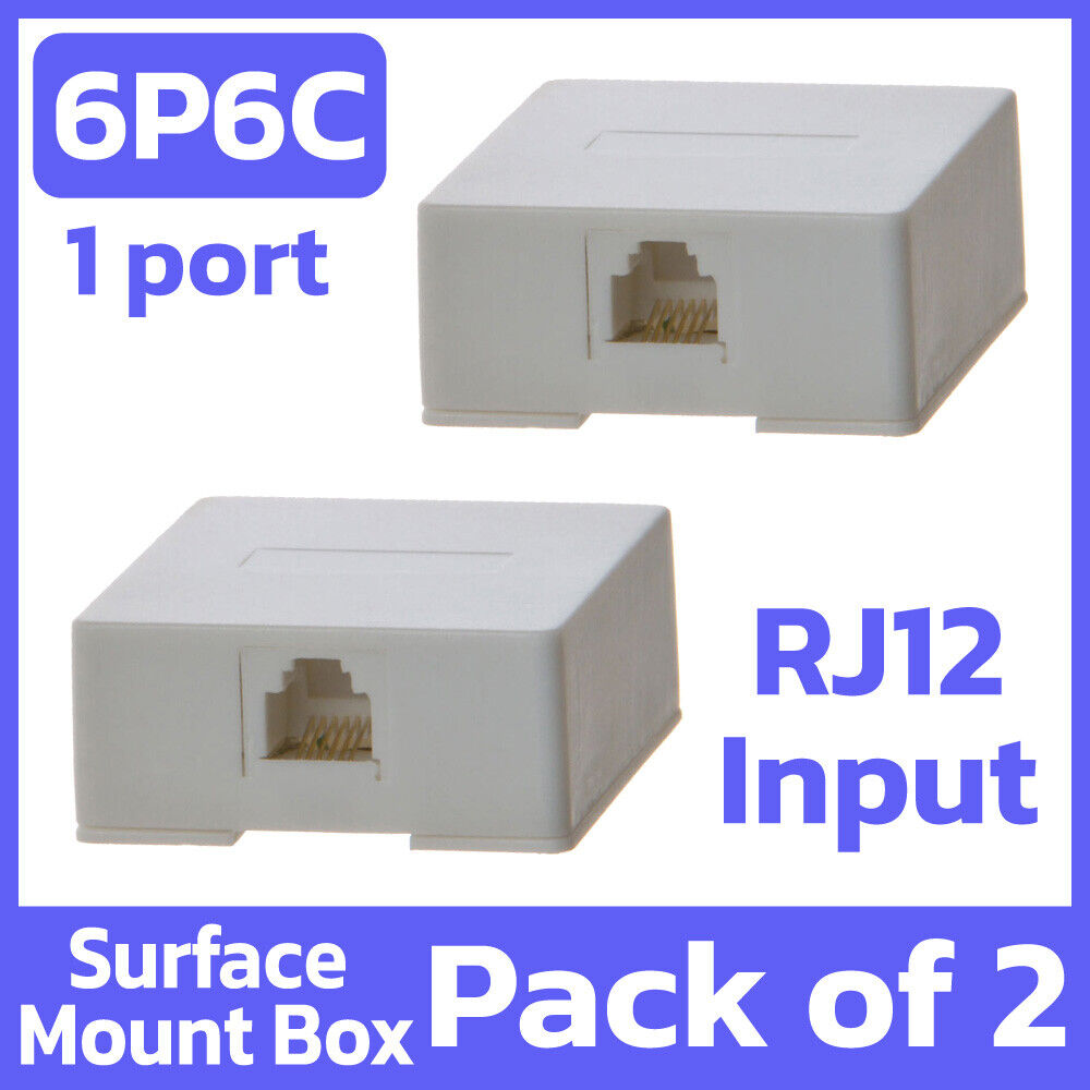 4 Pack Telephone Surface Mount Box RJ12 6P6C White Keystone Wall Box 1 Port Box