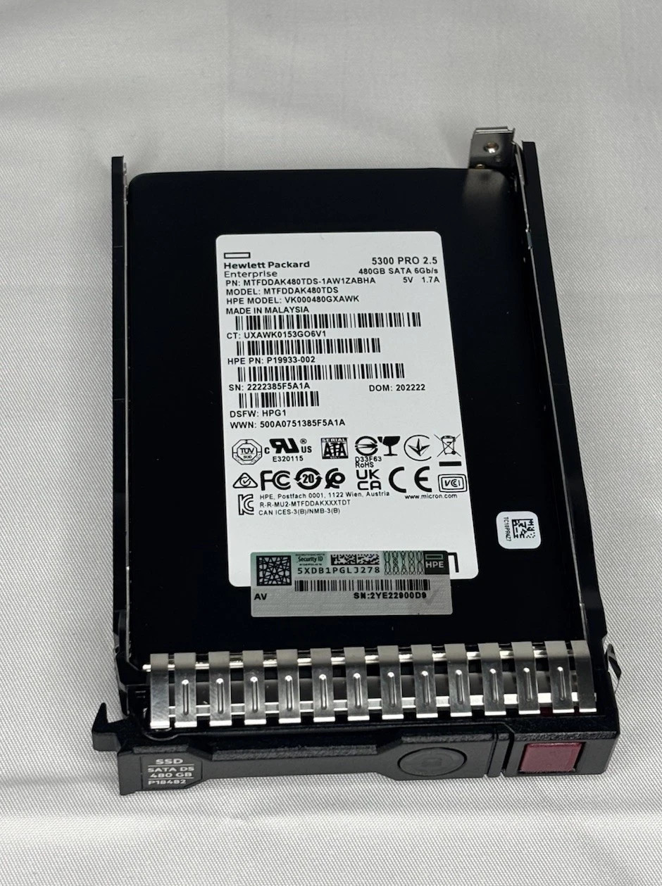 P18422-B21 P18482-001 HPE 480GB SATA 6G RI 2.5" SFF SC DS MV SSD