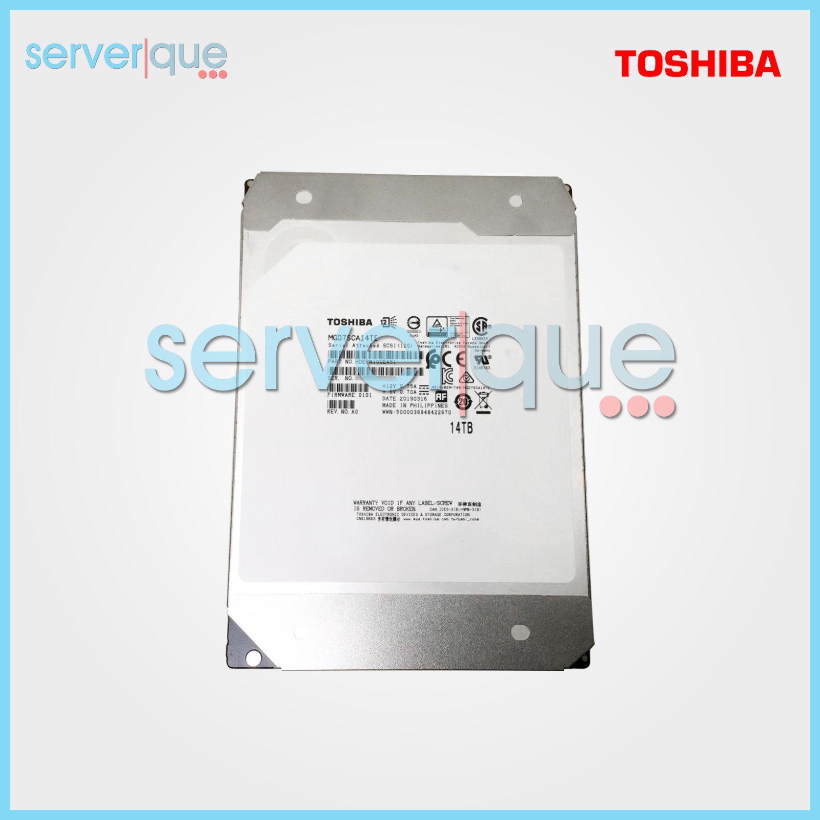 MG07SCA14TE Toshiba 14TB 12Gbps 7.2KRPM SAS 256MB 3.5" Internal Hard Drive "New"