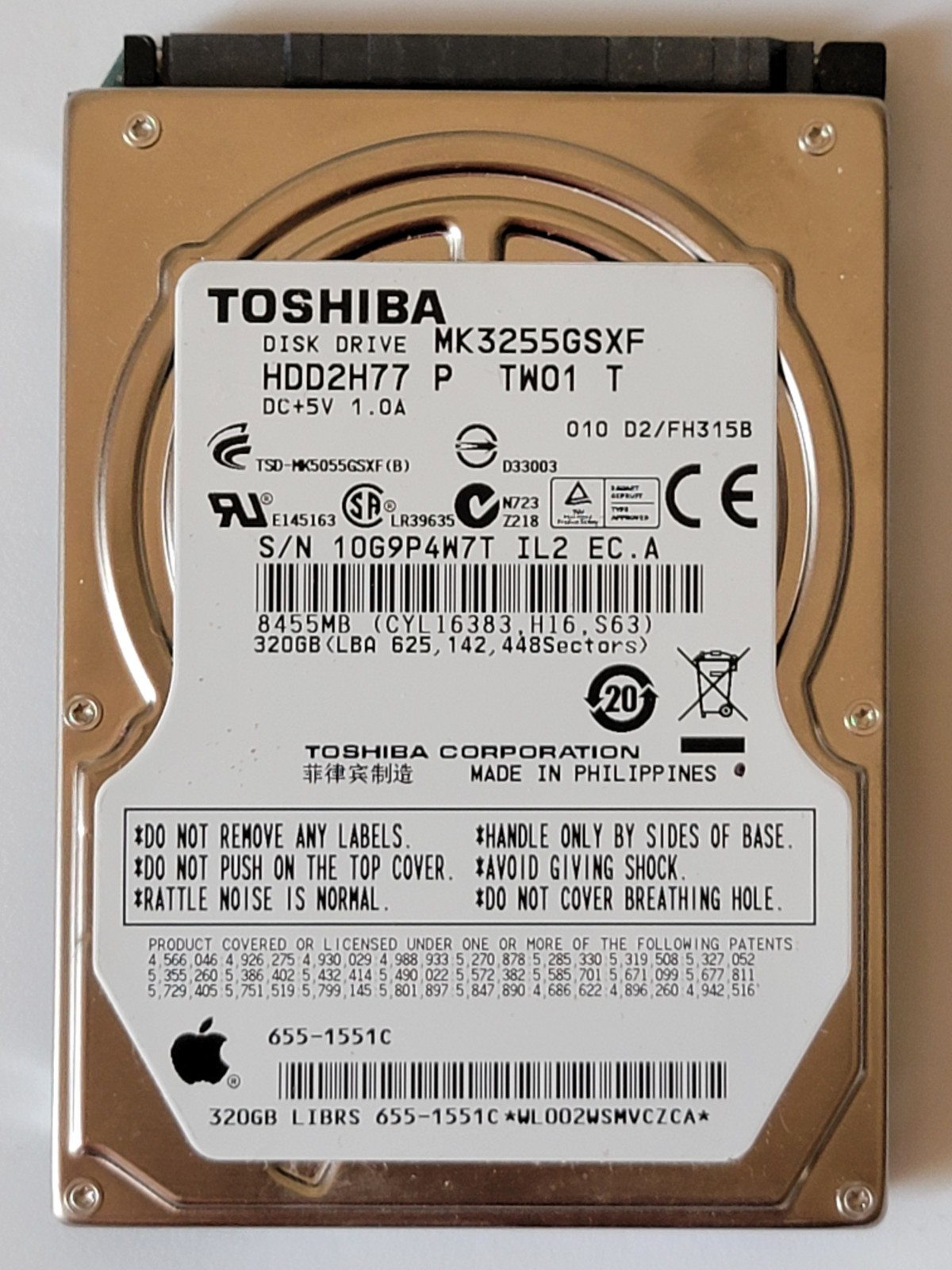 Toshiba HDD2J13 320gb 2.5" SATA Laptop Hard Drive