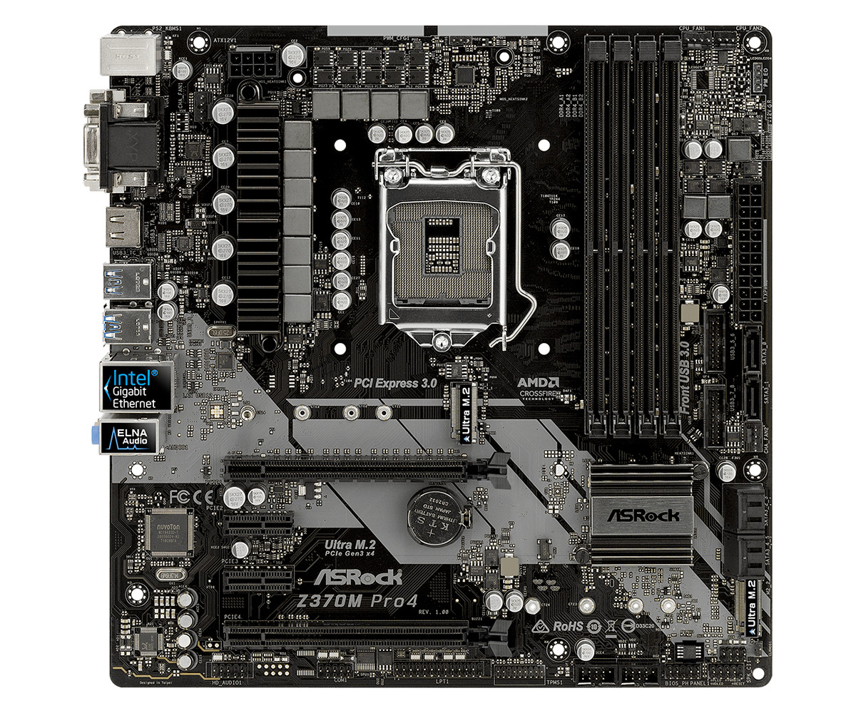 ASRock Z370M Pro4 Motherboard LGA1151 Z370 Micro ATX Intel Motherboard