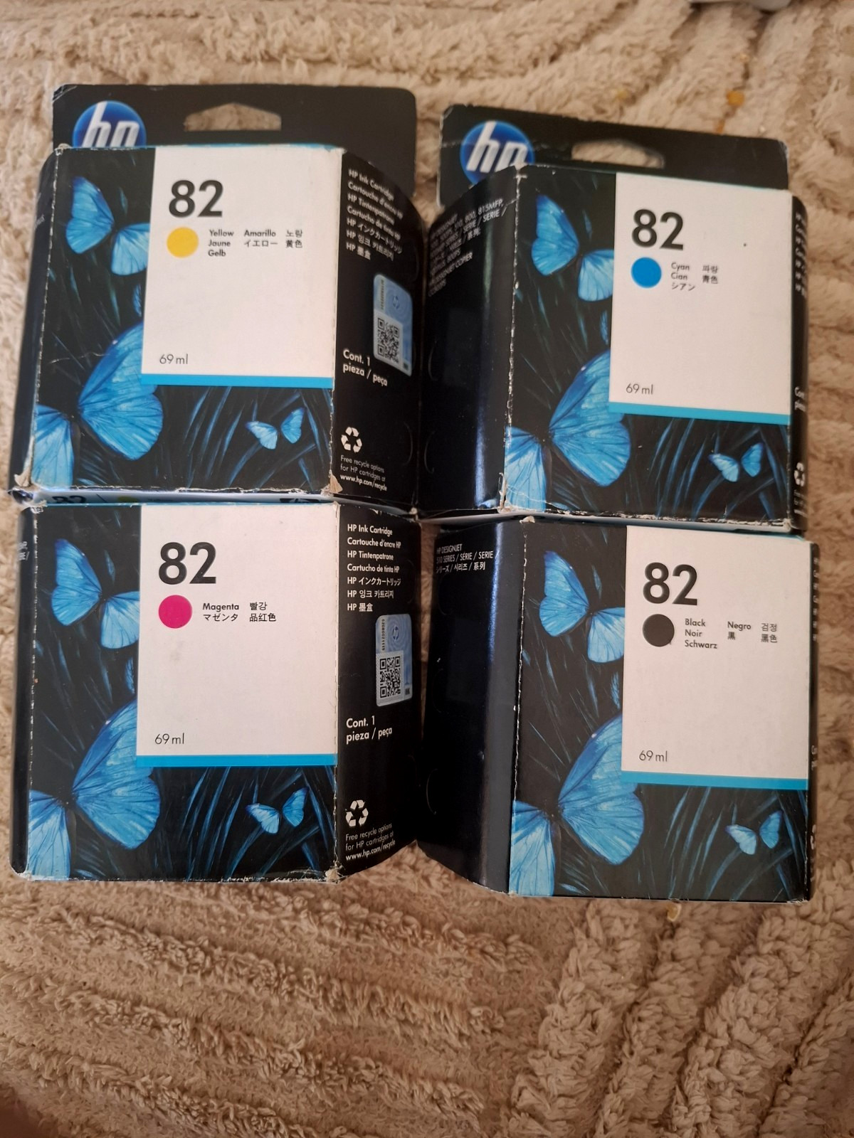 HP CH565a Black  82 yellow magenta cyan 69ml  Ink Cartridge set  Fast Ship